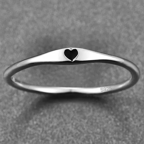 Miniatura 6 de Anillo de compromiso apilable de plata de ley 925 con forma de corazón tallado simple para ella, talla 5-10