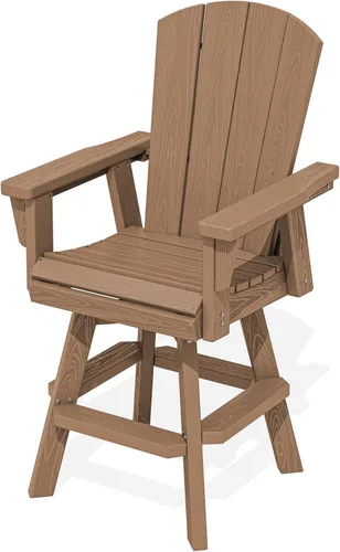 SERWALL Silla de bar Adirondack giratoria de HDPE, silla Adirondack giratoria para balcón, taburetes de bar de altura de barra al aire libre para