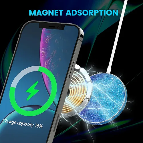 Miniatura 3 de Cargador inalámbrico de 15 W Max Bling MagSafe Charger Pad tipo C Certificado Qi iPhone 13/14/12/SE/11/X/XR, AirPods; Galaxy Note S21/S20/S10/S9