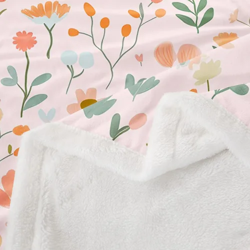 Miniatura 6 de Manfei Pink Flower Throw Blanket Watercolor Floral Leaves Print Fleece Blanket Plants Wildflower Cozy Throws for Bed Couch Sofa,Kids Boys Girls Room