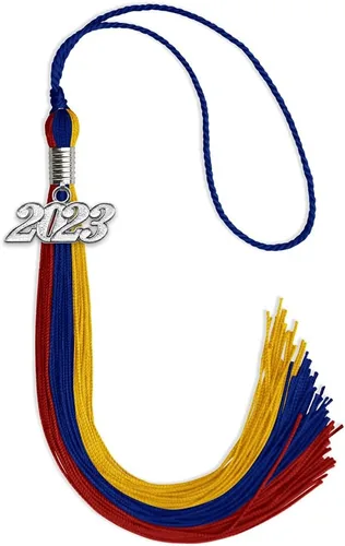 Miniatura 47 de Endea Graduation Borla de triple color con gota de fecha plateada (negro/dorado/granate, 2020)