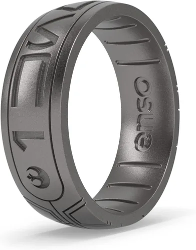 Miniatura 13 de Enso Rings Anillo de silicona Star Wars – Diseño cómodo y flexible – Lo sé (Aurebesh) – Perla Negra/Perla – Talla 8 I Know (Aurebesh) Perla