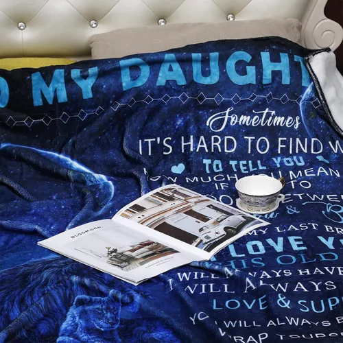 Miniatura 3 de Manta para mi hija de papá Regalo de león Manta de franela súper suave y acogedora para cama y sofá Regalo de cumpleaños, Navidad y Acción