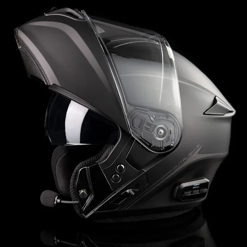 Miniatura 2 de Sena Outrush R - Casco modular de motocicleta Bluetooth con sistema de intercomunicación (negro mate, grande)