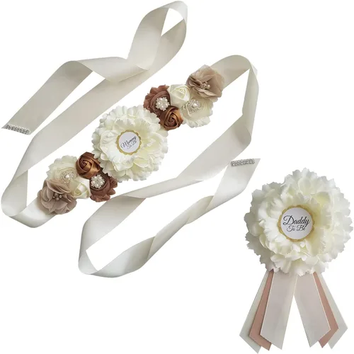 Miniatura 9 de Banda para mamá y papá para ser Pin Banda y ramillete para baby shower Hecho a mano en Estados Unidos