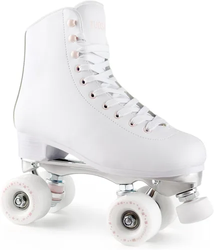 Miniatura 7 de Patines TUOSAMTÍN para mujeres y niñas con topes de goma ajustables en altura, lindos patines retro cuádruples para exteriores e interiores Rosa