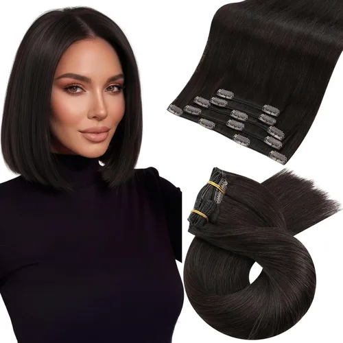 Miniatura 90 de Moresoo Extensiones de cabello humano Remy con clip, color rubio platino, extensiones de cabello humano real de doble trama, color rubio #60, 18