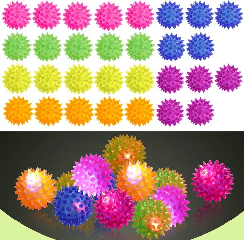 Miniatura 10 de Paquete de 6 bolas sensoriales con puntas que brillan en la oscuridad, para aliviar el estrés, bolas sensoriales con pinchos, bolas de goma