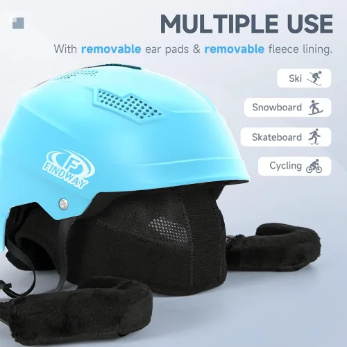Miniatura 6 de Findway Casco de esquí profesional, casco de snowboard compatible con gafas, [forro extraíble y certificado de seguridad] a prueba de golpes y Negro