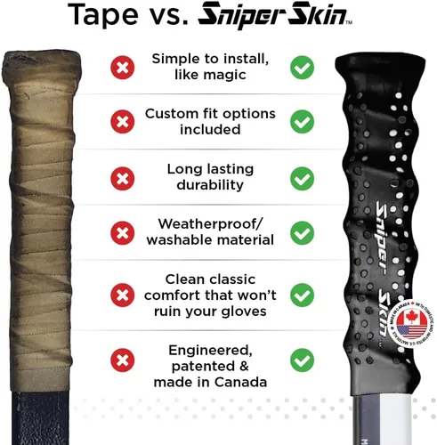 Miniatura 3 de SNIPER SKIN Agarre de hockey, se adapta a palos de adultos y niños, fácil de instalar, duradero, mejor que la cinta de hockey, ideal