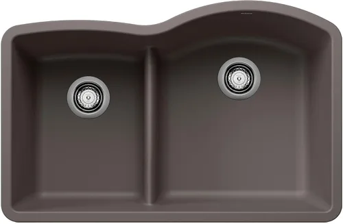 Miniatura 8 de BLANCO, Anthracite 441598 DIAMOND SILGRANIT 40/60 - Fregadero de cocina con doble cuenco con división baja, 32 x 21 pulgadas
