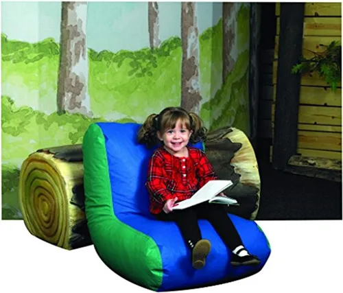 Miniatura 4 de Children's Factory School Age Tumbona con respaldo alto - Muebles de aula azul y verde (CF610-068), asiento individual/4 años +