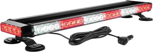 Miniatura 9 de WOWTOU Barra de luz estroboscópica de emergencia roja y azul con 56 luces LED intermitentes para vehículos de policía, luces magnéticas fuertes