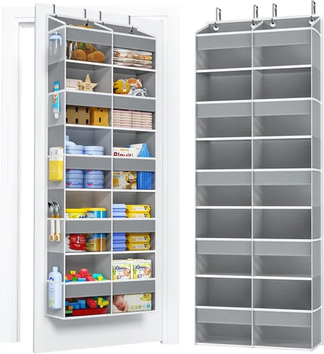 PureSpace Organizador de 5 niveles sobre la puerta, 10 bolsillos laterales de malla y ventanas transparentes, almacenamiento colgante resistente de