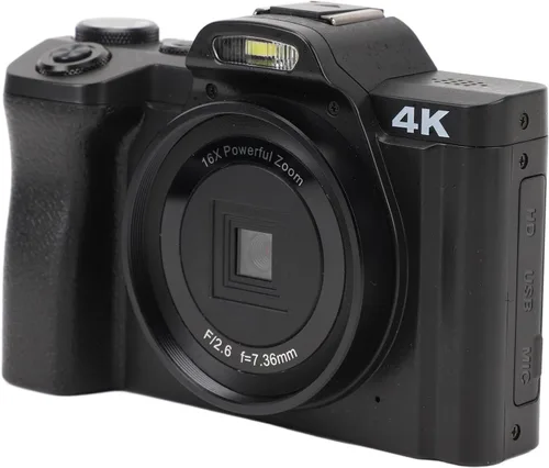 Cámaras digitales, cámara 4K 60FPS, cámara de vlogging de 48MP 4K con zoom de 16X antivibración, pantalla táctil de 3.5 pulgadas, cámara pequeña