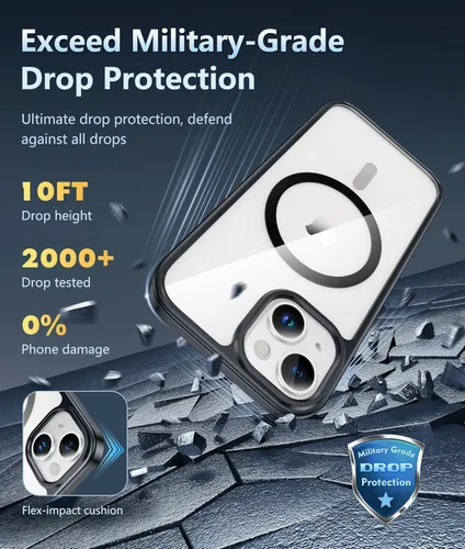Miniatura 785 de FNTCASE Funda para iPhone 13 Pro-Max: Fundas magnéticas transparentes compatibles con Magsafe Slim anti amarillamiento protección contra caídas