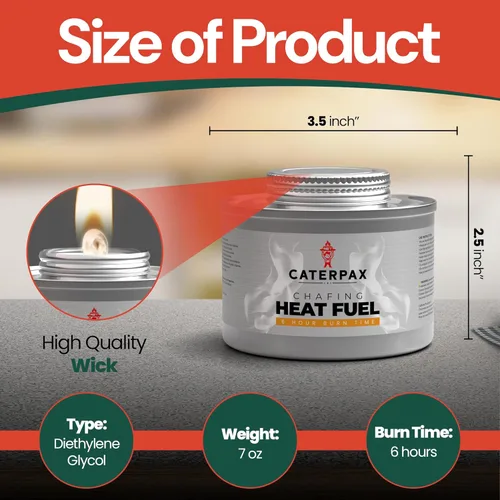 Miniatura 3 de Paquete de 12 latas de combustible de 6 horas para calentadores de alimentos y bandejas de bufé de rozaduras, sin olor, sin humo, mecha