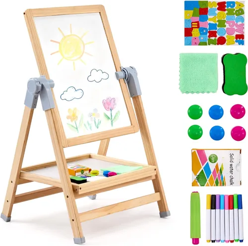 Miniatura 12 de VEVOR Juego de accesorios de caballete, 32 piezas de caballete artístico para niños, incluye tizas, marcadores de borrado en seco y rollos de papel