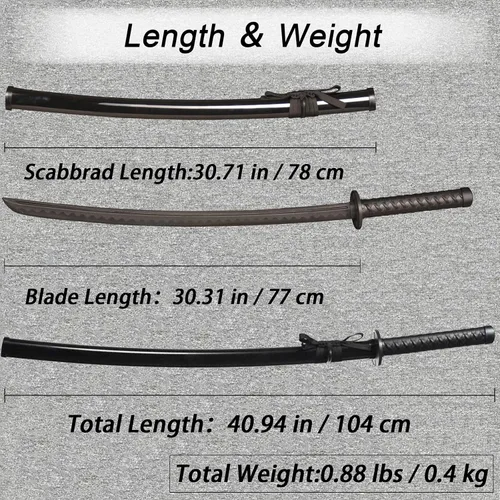 Miniatura 4 de Espada de entrenamiento de polipropileno para artes marciales, espada Katana de práctica con funda, para juegos de rol y actuaciones en escenario