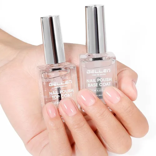 Miniatura 17 de GELLEN Esmalte de uñas base transparente, capa superior, base con tinte rosa claro y capa superior brillante sin necesidad de limpieza