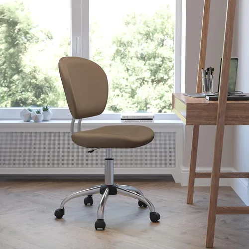 Miniatura 2 de Silla de trabajo de malla con respaldar medio Flash Furniture con brazos y base, Metal, Marrón café