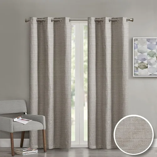 Miniatura 8 de Comfort Spaces - Juego de 2 paneles de cortina de tela de ramio para ventana Gris