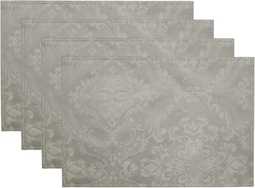 Miniatura 6 de Elrene Home Fashions Caiden Elegance - Manteles individuales de tela damasco impermeables, resistentes a las manchas y a las arrugas (juego de 4)