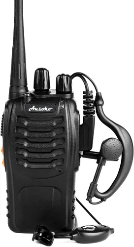 Miniatura 2 de Walkie Talkies Radios bidireccionales recargables de largo alcance de 16 canales con batería y cargador para auriculares (paquete de 3)