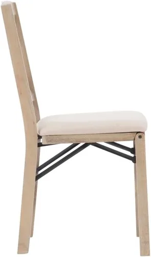 Miniatura 6 de MAKLAINE Juego de dos sillas plegables X-Back, asiento acolchado en madera blanqueada