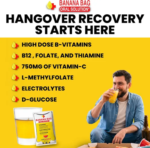 Miniatura 4 de Banana Bag Oral Solution Paquetes de recuperación: 5 paquetes de naranja dulce Una mezcla refrescante de electrolitos, vitamina C y complejo B