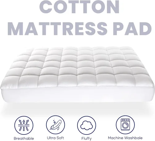 Miniatura 7 de Sleep Zone - Cubrecolchón de algodón tamaño individual, suave y esponjoso, lavable a máquina, se adapta a bolsillos de 8 a 21 pulgadas