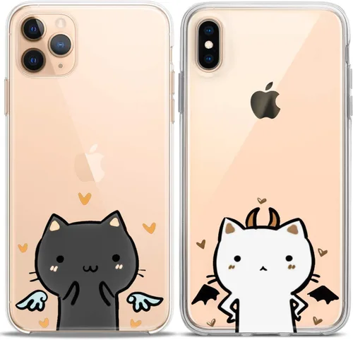 Miniatura 5 de Fundas a juego para parejas compatibles con iPhone 16 15 14 13 12 11 Pro Max Mini Xs X 6s 8 Plus 7+ Xr 10 SE 5 Girlfriend Cat Silicone Pair Cover