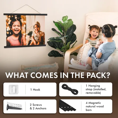 Miniatura 6 de Travelization Colgador Magnético para Pósteres de 12" Marco para Póster con Imanes Fuertes, Kit Completo para Colgar Pósteres, Arte, Mapas y Más