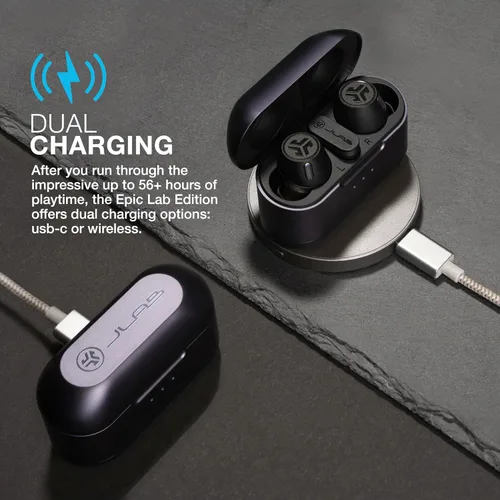 Miniatura 7 de JLab Epic Lab Edition - Auriculares inalámbricos verdaderos, controladores duales híbridos, audio espacial, BT multipunto, carga inalámbrica