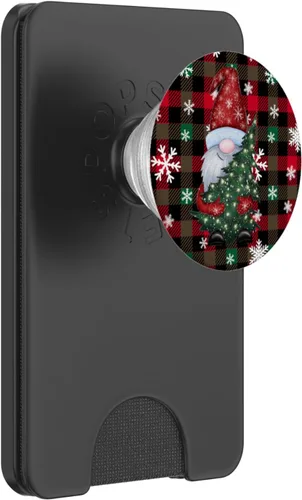 Miniatura 7 de Gnomos de Navidad rojo y negro búfalo tartán a cuadros PopSockets estándar PopGrip