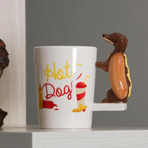 Miniatura 6 de Taza de cerámica para el hogar y la oficina, taza creativa de animales 3D de porcelana con asa para café, té, jugo, leche y agua, 13.5 onzas, taza