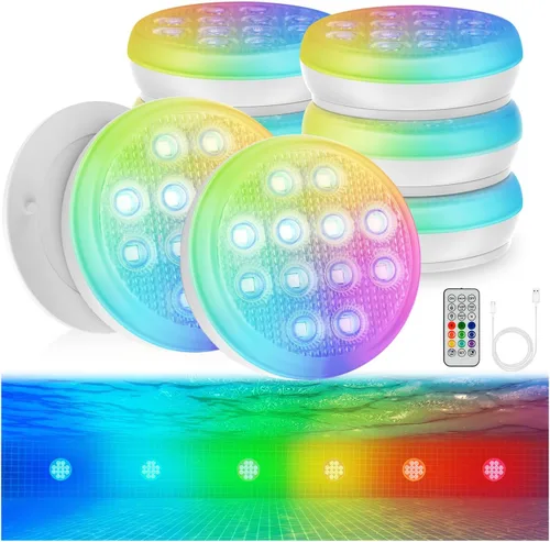 Miniatura 12 de Luces para piscina, luces LED sumergibles recargables de ultra alta luminosidad con control remoto, luz LED magnética impermeable IP68 de 22