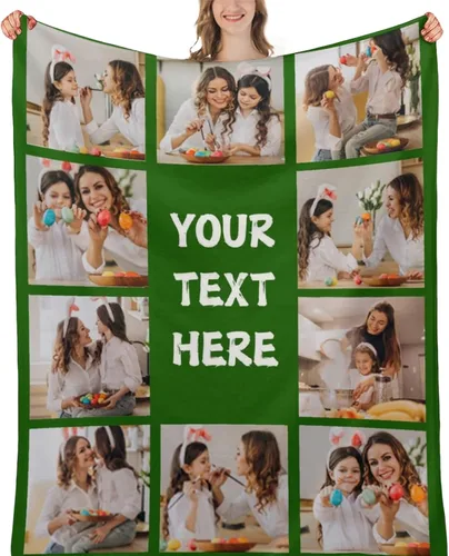 Miniatura 9 de Manta personalizada con collage de fotos, mantas de sofá suaves personalizadas, regalos para el Día de la Madre, familia, amigos, seres queridos