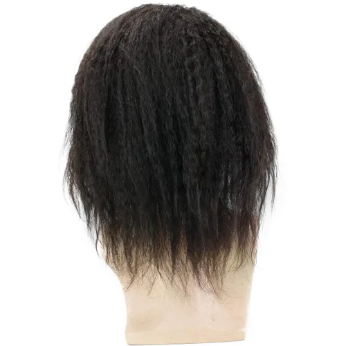 Miniatura 5 de Peluca de cabello humano rizado liso de 12 pulgadas de largo para hombres, 10 x 8 pulgadas, 100% cabello humano para hombre, red mono