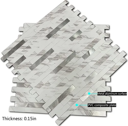 Miniatura 4 de XUANINY Azulejos de 10 hojas de azulejos en muro para salpicaduras, calcomanías de cocina de mármol blanco de PVC sintético, paneles de pared