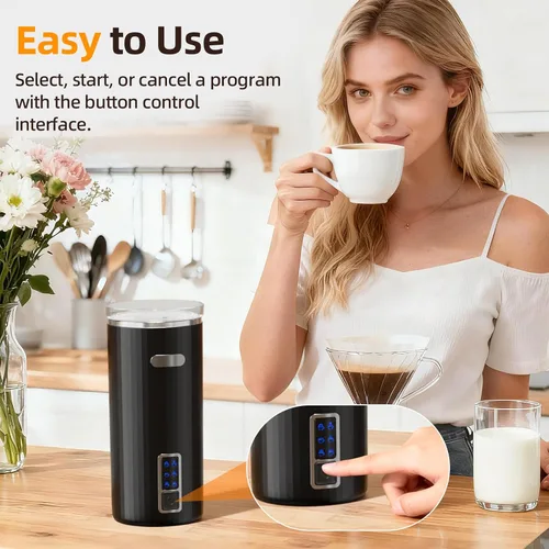 Miniatura 2 de Electactic Espumador de leche, vaporizador de leche eléctrico 6 en 1, máquina automática de espuma fría y cálida de 8.5 onzas líquidas y calentador
