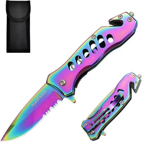 Miniatura 11 de ALBATROSS EDC - Navaja táctica plegable de bolsillo genial y afilada, cuchillos de apertura asistida por resorte SpeedSafe con bloqueo de línea