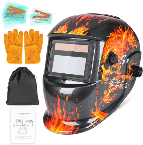 Miniatura 10 de Casco de color verdadero de soldadura con capucha de oscurecimiento automático con rango de sombra ajustable 4/9-13 para máscara de soldador TIG MIG