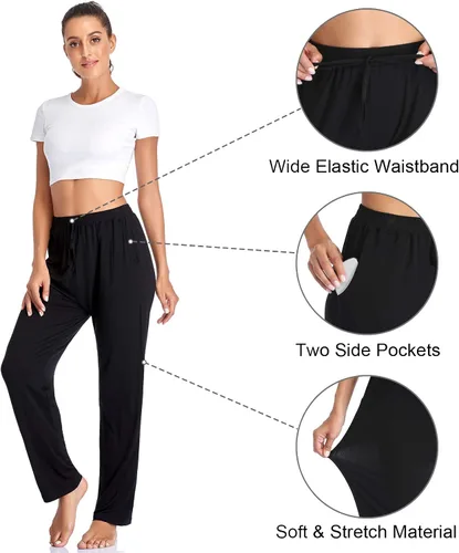 Miniatura 4 de ASIMOON Pantalones de yoga para mujer, suaves, cómodos, elásticos, sueltos, rectos, casuales, atléticos, para correr, entrenar, descansar