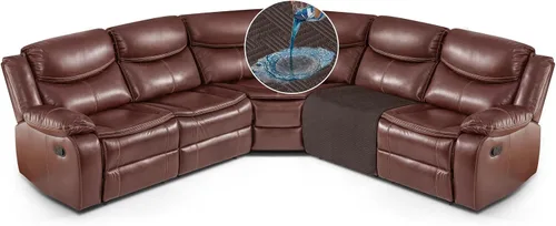 Miniatura 13 de KinCam Fundas impermeables para sofá modular reclinable, fundas de sofá reclinable de gran tamaño para sofá en forma de L, funda de sofá Chocolate