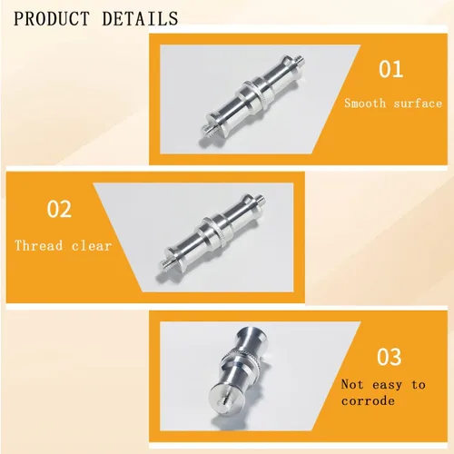 Miniatura 3 de KuuGuu Adaptador de trípode de tornillo roscado, convertidor de metal estándar de 1/4 a 3/8 pulgadas, adaptador de espiga para soporte de flash