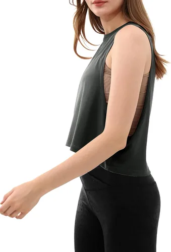 Miniatura 5 de ODODOS Paquete de 3 camisetas sin mangas sueltas para mujer, camisetas sin mangas para gimnasio, atletismo, entrenamiento, camisetas de yoga