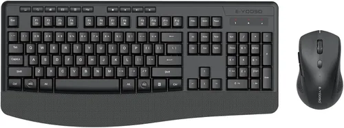 Miniatura 8 de Combo de teclado y mouse inalámbricos, E-YOOSO 2.4GHz, teclado inalámbrico ergonómico de tamaño completo con reposa muñecas, mouse USB inalámbrico