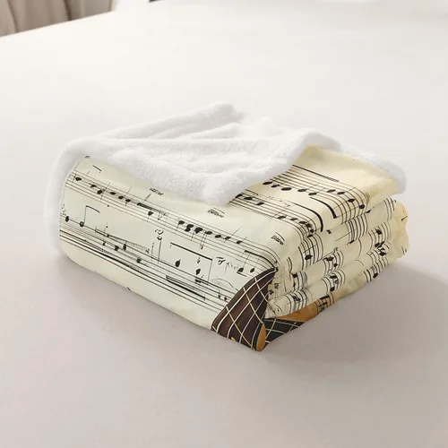 Miniatura 5 de Castle Fairy Manta de felpa para niños con estampado de guitarra, temática musical, instrumentos de bajo, manta de cama para decoración del hogar