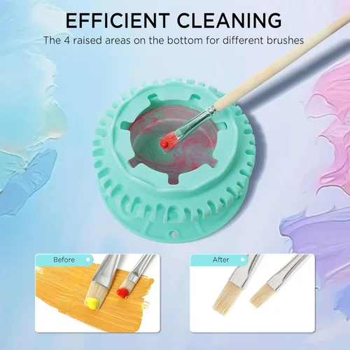 Miniatura 2 de SESENSE Limpiador de pinceles de pintura – Limpiador de pinceles de silicona plegable con paleta y soporte de almacenamiento de 40 pinceles